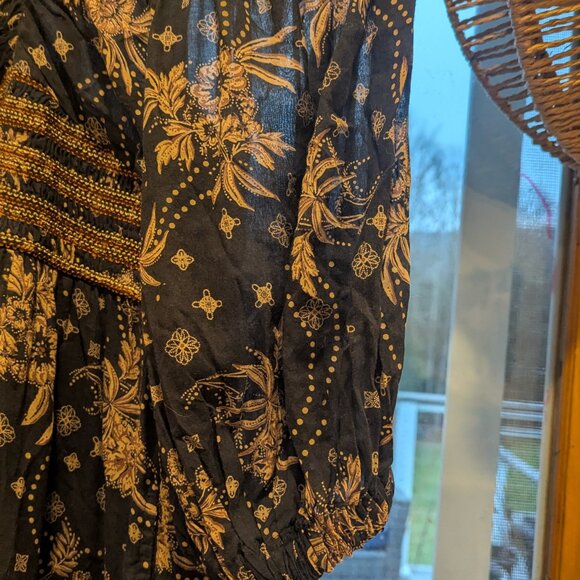 Free People Golden Hour Maxi Dress Cotton Floral Boho-Small - Picture 4 of 8